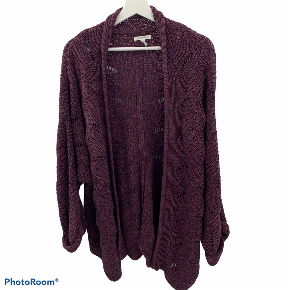 Maurices Marled Open Knit Open Front Cardigan L